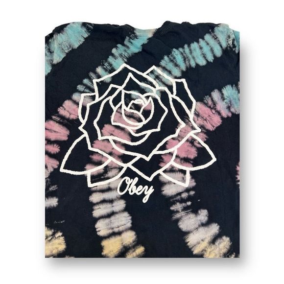 Obey Tie Dye Rose Logo T Shirt Size Smalll - Picture 4 of 6